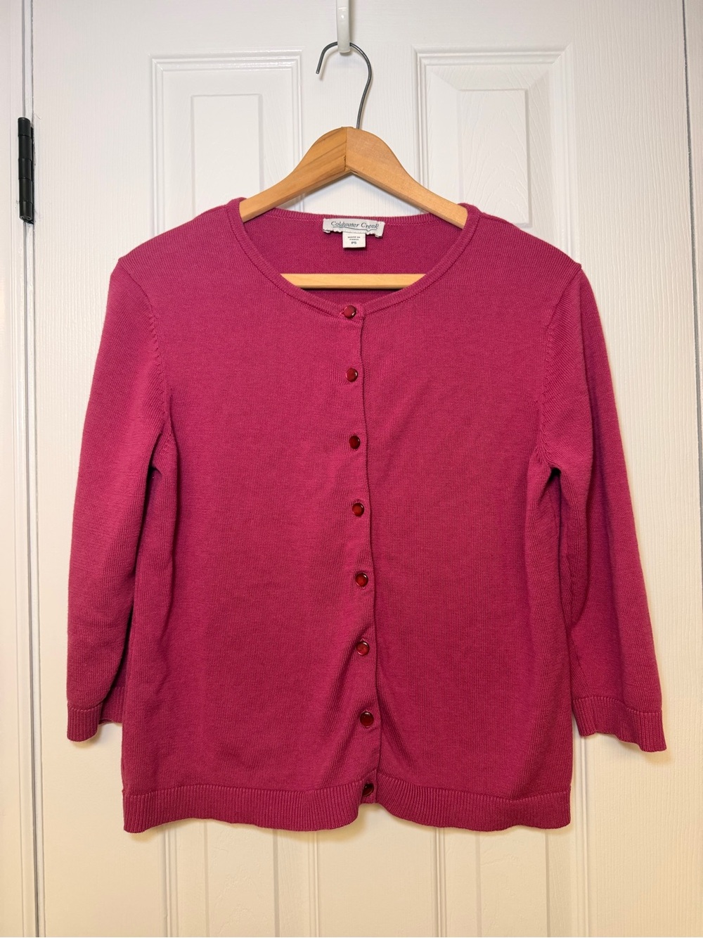 Coldwater Creek Pink Cardigan Sweater Petite Small PS Button Front Classic